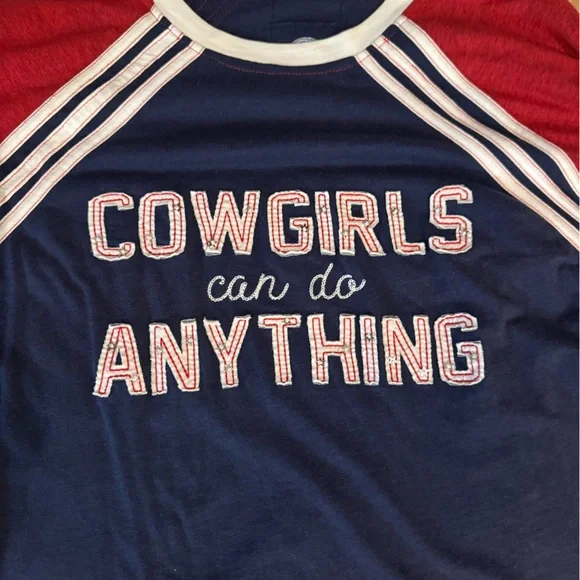 Cowgirls Can Do Anything Red, White, Blue Retro Double D Ranch t-shirt - Picture 2 of 4